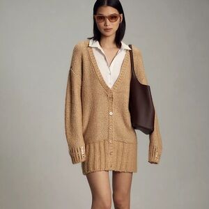 Maeve Anthropologie Camel Knit Cardigan Dress
